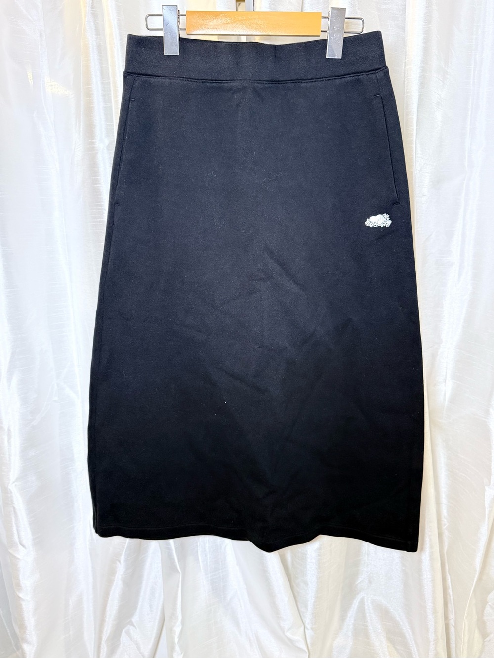 Roots Black Midi Skirt with Subtle Logo